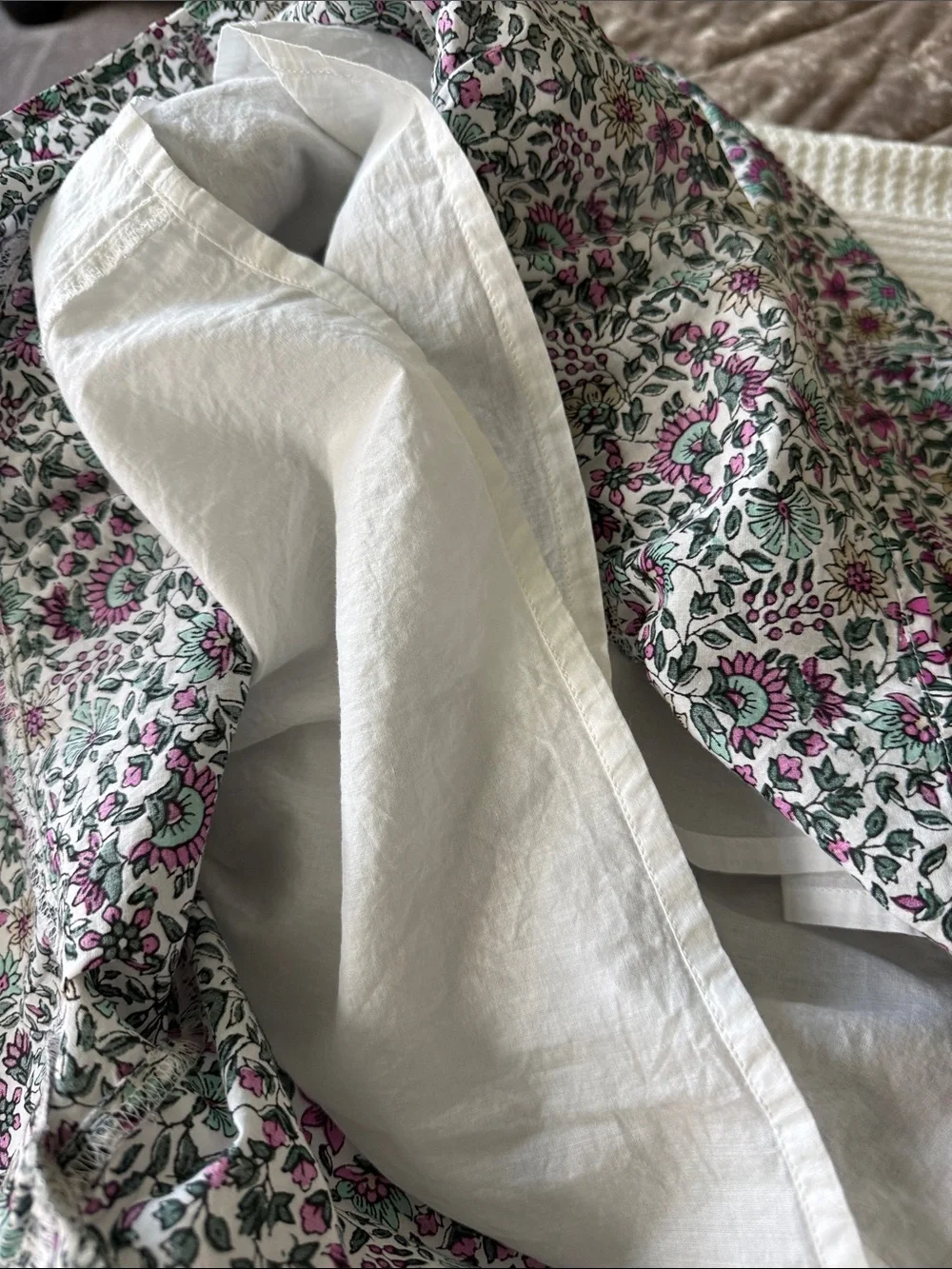 J. Crew Floral Mini Ruffle Skirt  in White, Green and Pink